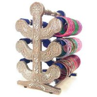 Indian metal glass bangle display.  Jewelry stand for bracelets and necklaces.