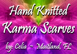 Hand knitted Karma Scarves by local Orlando artist, Celia.